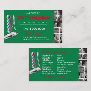 Tarjeta De Visita Barbershop Business Card-Barber pole, clippers com