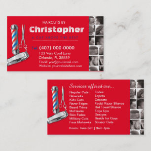 Tarjeta De Visita Barbershop Business Card-Barber pole, clippers com