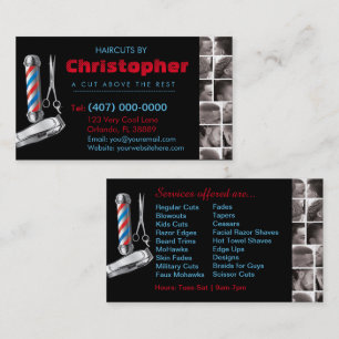 Tarjeta De Visita Barbershop Business Card-Barber pole, clippers com