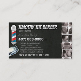Tarjeta De Visita Barbershop Business Card-Barber polo, pinzas