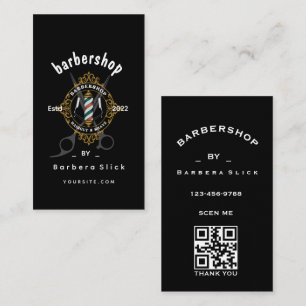 Tarjeta de visita Barbershop clásica o