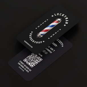 Tarjeta De Visita Barbershop clásico del póler azul rojo