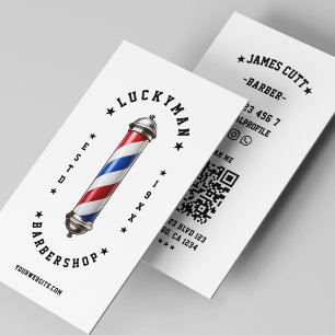 Tarjeta De Visita Barbershop clásico Polo de barbero rojo blanco