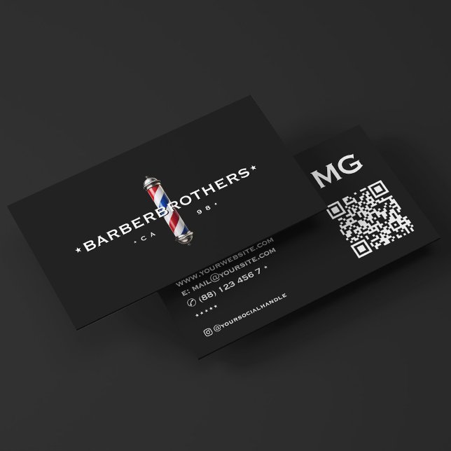 Tarjeta De Visita Barbershop Classic Barber Pole Black Elegant (Barbershop Classic Barber Pole Black Elegant Business Card
)