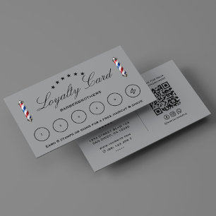 Tarjeta De Visita Barbershop Classic Barber Pole Gray Loyalty Card
