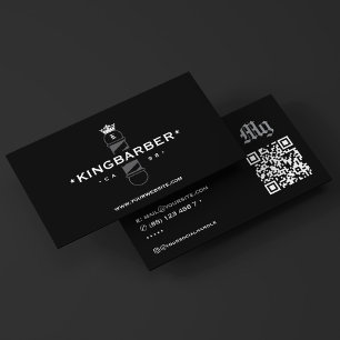 Tarjeta De Visita Barbershop Classic Bold Barber Black Polo Crown