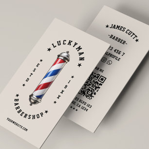 Tarjeta De Visita Barbershop Classic Red White Beber Polo