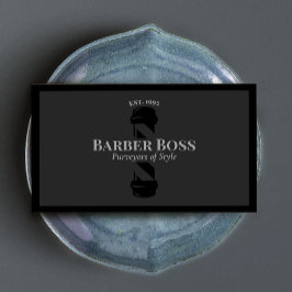 Tarjeta De Visita Barbershop de Guay Black Barber Pole