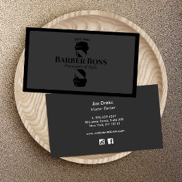 Tarjeta De Visita Barbershop de Guay Black Barber Pole