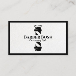 Tarjeta De Visita Barbershop de Guay Black Leather Barber Pole