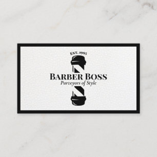 Tarjeta De Visita Barbershop de Guay Black Leather Barber Pole