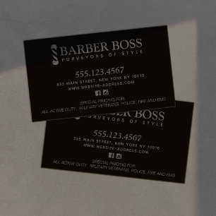 Tarjeta De Visita Barbershop de Guay negro sobre negro