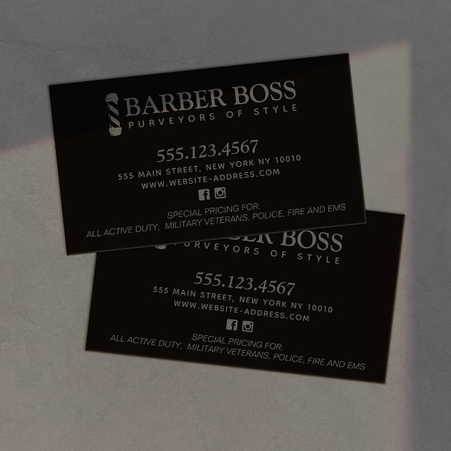 Tarjeta De Visita Barbershop de Guay negro sobre negro (Subido por el creador)