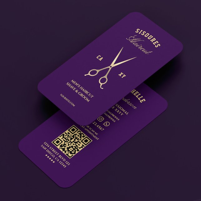 Tarjeta De Visita Barbershop Elegant Dark Purple Barber Scissors (Barbershop Elegant Dark Purple Barber Scissors Business Card
)