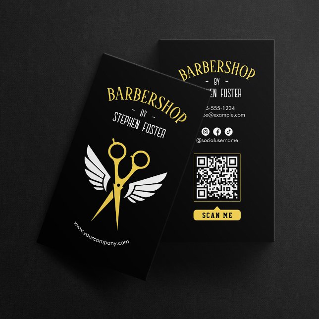 Tarjeta De Visita Barbershop Hair Hairdresser Barbershop Black (Subido por el creador)