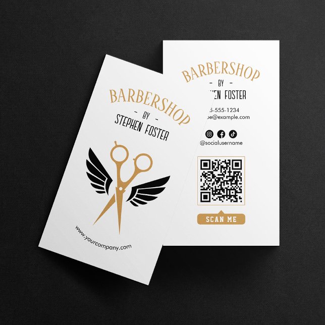 Tarjeta De Visita Barbershop Hair Hairdresser Barbershop White (Subido por el creador)