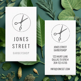 Tarjeta De Visita Barbershop Hair Stylist Scissors Guay Minimalista