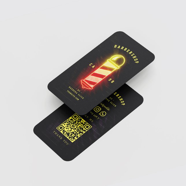 Tarjeta De Visita Barbershop Hairstylist Gslow Barber's Pole (Barbershop Hairstylist Glowing Barber's Pole Business Card
)