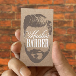 Tarjeta De Visita Barbershop Master Barber Rustic Kraft Hair #2