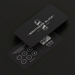 Tarjeta De Visita Barbershop moderno Barber Plata Polo Lealtad Negro