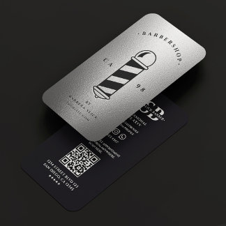 Tarjeta De Visita Barbershop moderno elegante polo negro de barbería