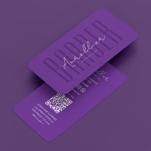 Tarjeta De Visita Barbershop moderno Viaje Barber Royal Purple