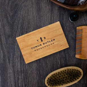 Tarjeta De Visita Barbershop Monograma Piscina Parber Madera Rusa