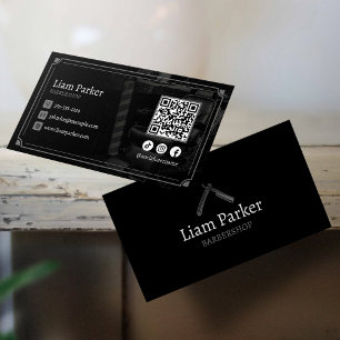Tarjeta De Visita Barbershop negro presidente medios sociales código