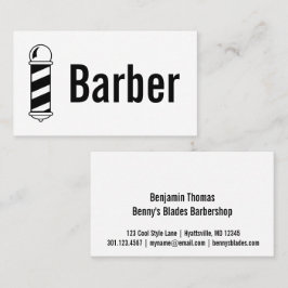 Tarjeta De Visita Barbershop Polo Negro y Barber Blanco