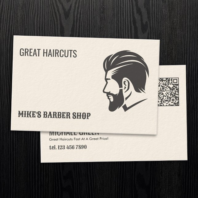 Tarjeta De Visita Barbershop QR Barber (Barbershop Business Card)