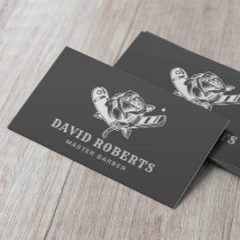 Tarjeta De Visita Barbershop Razor and Rosa Logo