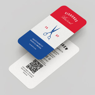 Tarjeta De Visita Barbershop Red White Blue Moderno Barber