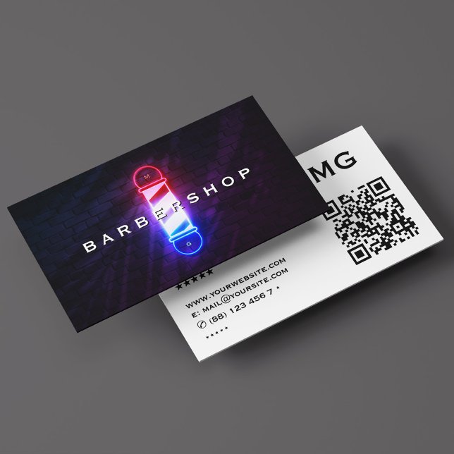 Tarjeta De Visita Barbershop Retro de Barbershop de fondo azul rojo  (Barber Pole Red White Blue Glow Barbershop Retro Business Card
)