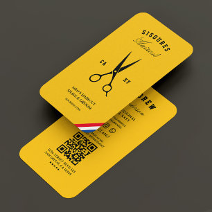 Tarjeta De Visita Barbershop Sciders Red White Yellow Barber