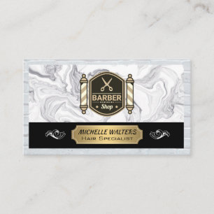 Tarjeta De Visita Barbershop Scissors Barber Polo Ladrillo