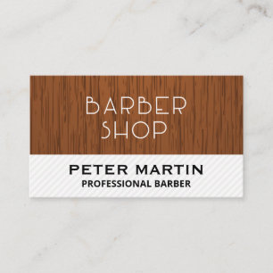 Tarjeta De Visita Barbershop Wood y Stripes