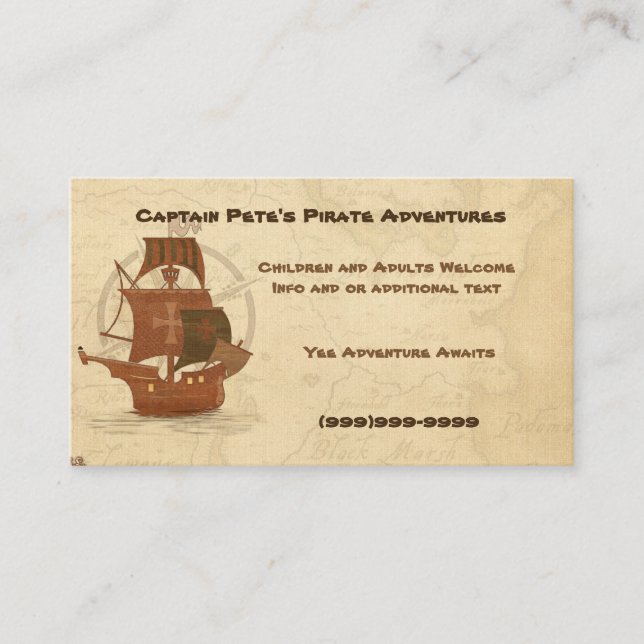 Tarjeta De Visita Barco de misterio pirata (Anverso)