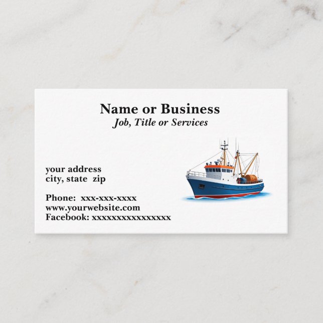 Tarjeta De Visita Barco de pesca en alta mar (Anverso)
