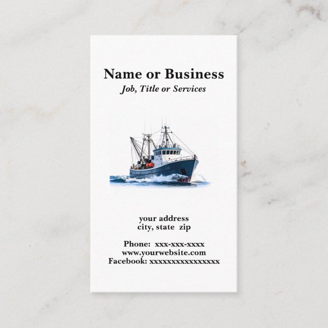 Tarjeta De Visita Barco de pesca en alta mar (Anverso)