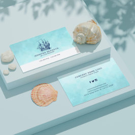 Tarjeta De Visita Barco de vela de viento azul oscuro