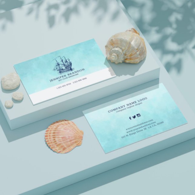 Tarjeta De Visita Barco de vela de viento azul oscuro (Subido por el creador)