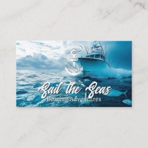 Tarjeta De Visita Barco pesquero en el mar Logotipo de ancla