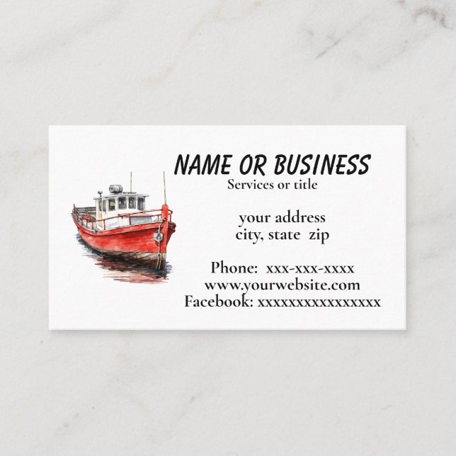 Tarjeta De Visita Barco pesquero rojo (Anverso)