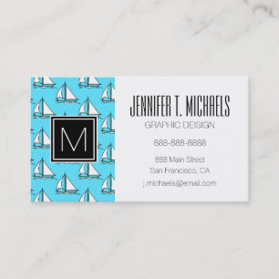 Tarjeta De Visita Barcos De Mar Azul