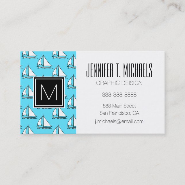 Tarjeta De Visita Barcos De Mar Azul (Anverso)