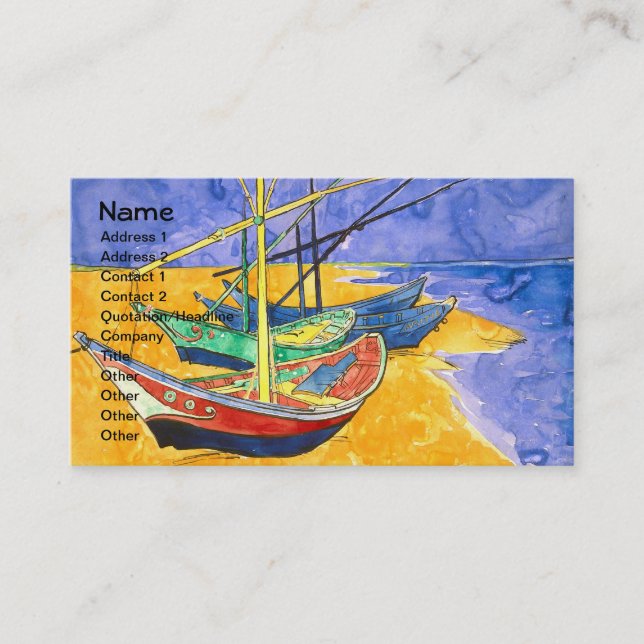 Tarjeta De Visita Barcos de pesca Playa Saintes-Maries Van Gogh Fine (Anverso)