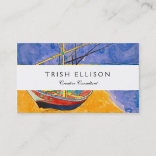 Tarjeta De Visita Barcos de Van Gogh Impresionismo Playa