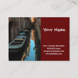 Tarjeta De Visita Barcos en el Canal Water Edificios de Venecia Ital