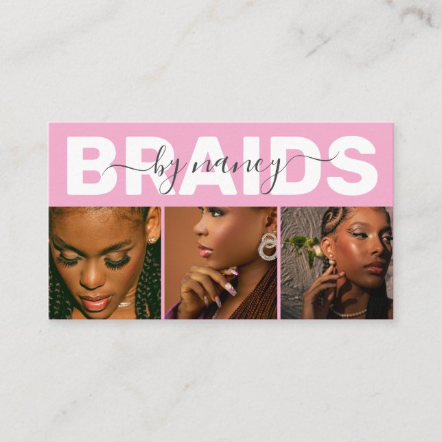 Tarjeta De Visita Barids Typography Photo Qr Code Logo Pink (Anverso)