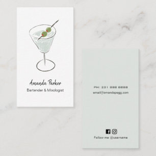 Tarjeta De Visita Barman de Martini, Mixólogo